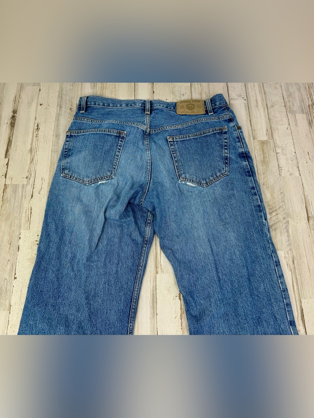 Vintage Eddie Bauer Jeans Mens 34x32 Straight Fit Y2K Medium Wash Blue Denim - Picture 9 of 10